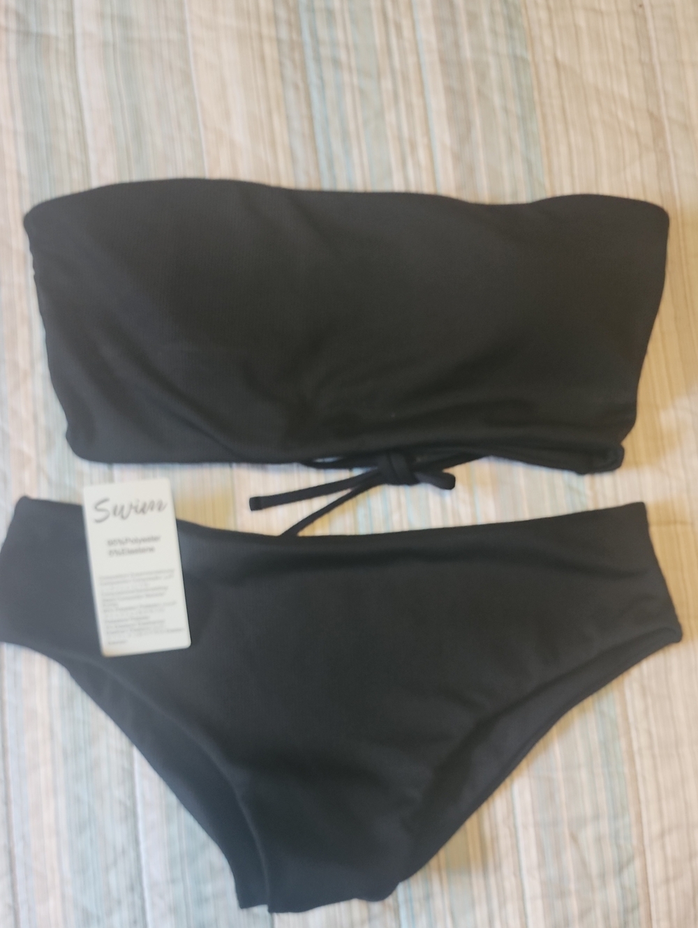 Swims Black Bandeau Bikini with Tie Detail - Swims